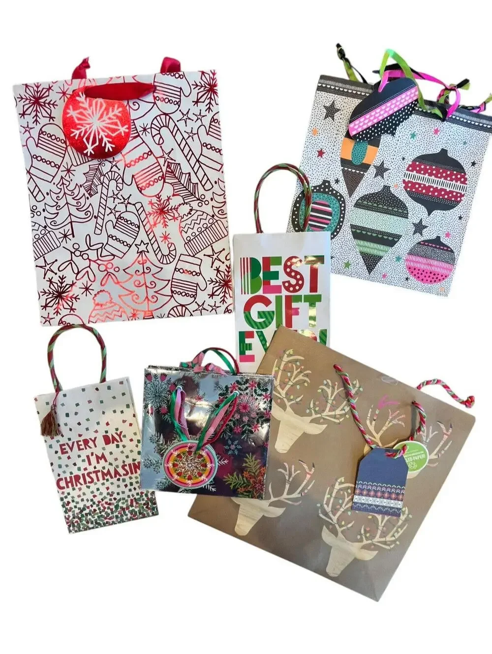 Christmas Gift Bags New 27 PCs Various Sizes and Designs NWT